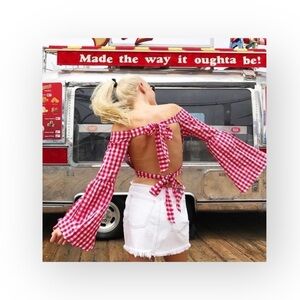 new LF Carmar  Nolan Ripped Destroy Waistband Mini Skirt  White Denim  2 26 S